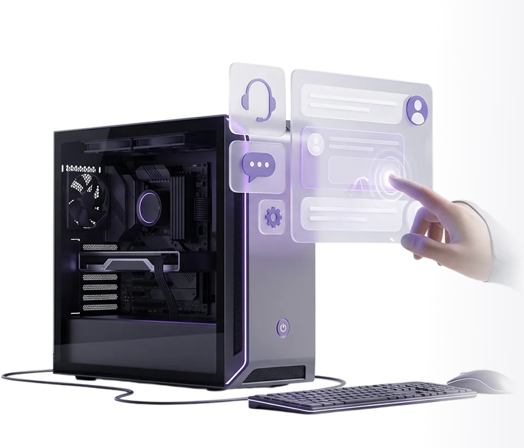 Кастомный ПК с фиолетовым UI